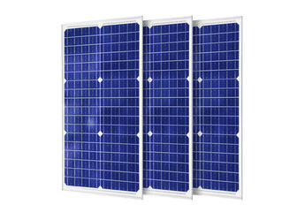 Solar panels in solar farm with sun lighting to create the clean electric power