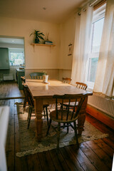 Dining table by a window
