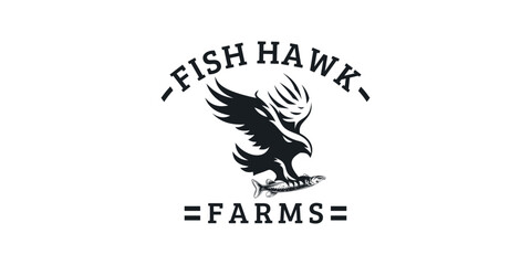 Fototapeta na wymiar Logo Vector Eagle Hunting Fish
