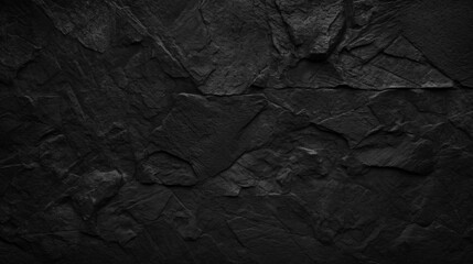 Naklejka premium Dark Black Slate Texture Background Banner. AI generative.