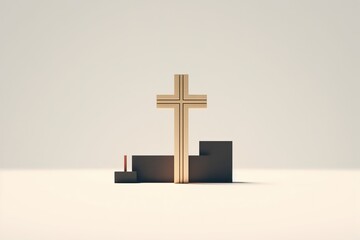 Naklejka premium minimalist cross design on simple background 