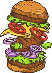 illustration hamburger cartoon