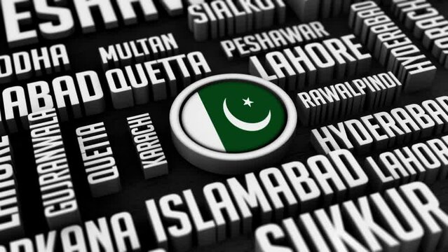 Pakistan Cities Word Cloud Collage In 3D