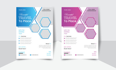 Corporate template travel flyer design. Clean advertising design. Flayer  layout with modern design. Professional unique flayer design.