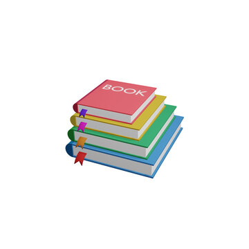 Stack of Books Icon 3D Transparent Background PNG Design Hight Quality