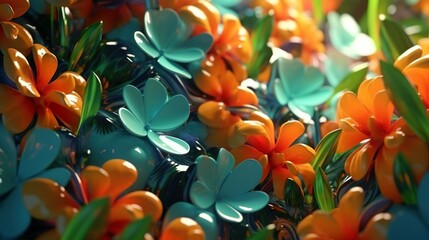 Abstract 3D Background with flowers