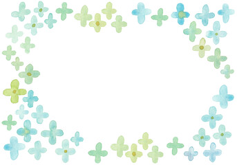 手描き水彩のシンプルで抽象的なお花のフレーム