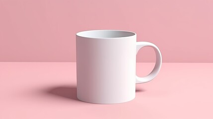 plain white mug mockup isolated pink background