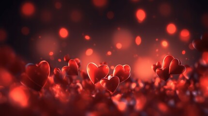 romantic explosion of shimmering  hearts bokeh background