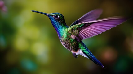 Fototapeta na wymiar humming bird on a blurred background