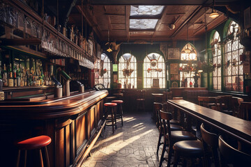 Obraz premium Irish pub, created by a neural network, Generative AI technology