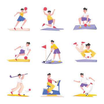 Modern Collection of Sports Flat Illustrations 

