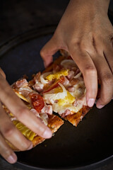 Sliced and served hawaiian mini pizza