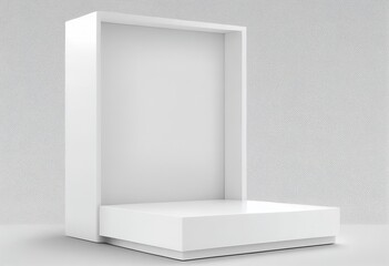 White square podium on white background. Showcase illustration. Ai generative.