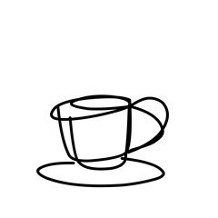 Coffe cup. One line Drawing. Continuous line of coffee cup
