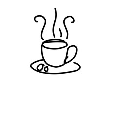 Coffe cup. One line Drawing. Continuous line of coffee cup