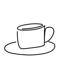 Coffe cup. One line Drawing. Continuous line of coffee cup