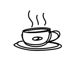 Coffe cup. One line Drawing. Continuous line of coffee cup