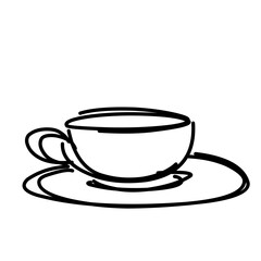 Coffe cup. One line Drawing. Continuous line of coffee cup