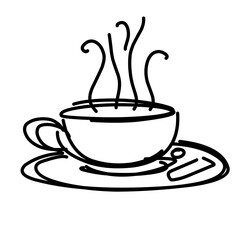 Coffe cup. One line Drawing. Continuous line of coffee cup