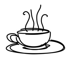 Coffe cup. One line Drawing. Continuous line of coffee cup