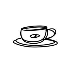 Coffe cup. One line Drawing. Continuous line of coffee cup