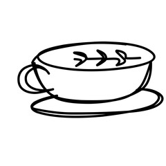 Coffe cup. One line Drawing. Continuous line of coffee cup