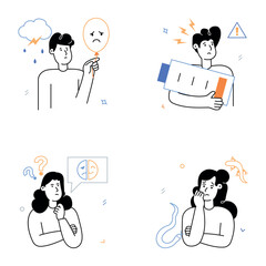 Pack of Mental Disorders Sketchy Illustrations 

