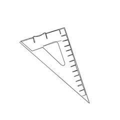 continuous line drawing triangle ruler illustration