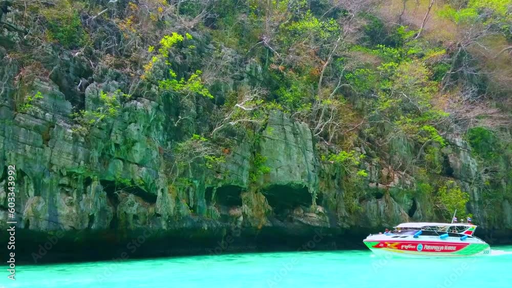 Poster Boat tour to Pileh Bay lagoon of Phi Phi Leh Island, Thailand