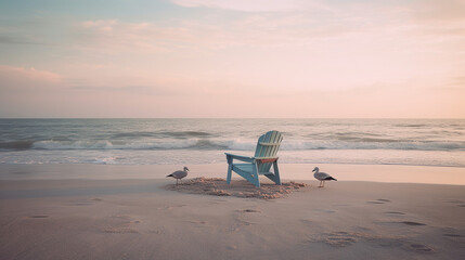 Fototapeta na wymiar Tranquil Dawn: Serene Morning on the Beach - ai generated