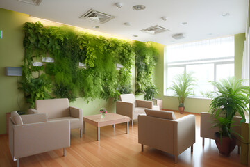 Retirement Home or Nursing Home Interior With Green Environment: AI Generated Image
