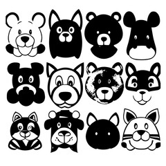 cartoon characters vector design black and white