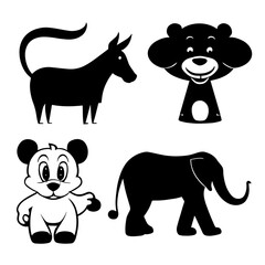 cartoon characters vector design black and white