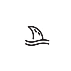 Sea Shark Wave Outline Icon