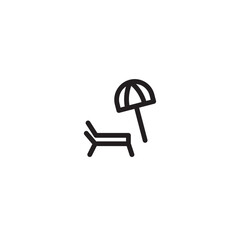 Umbrella Sea Beach Outline Icon