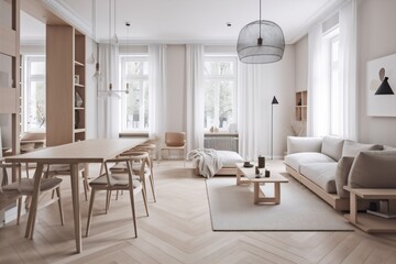 Fototapeta premium interior house green chair elegant armchair living room floor decoration architecture space modern light. Generative AI.