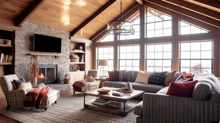 Generative AI, Cozy Modern Farmhouse Living Room