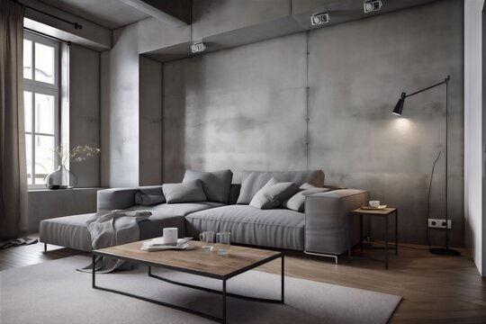 interior background cushion light render home decoration wall living lifestyle. Generative AI.
