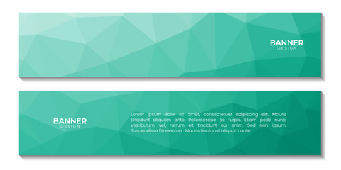 set of social media banners with abstract triangles green background. vector illustration.