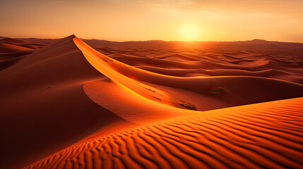 Fototapeta na wymiar Majestic Desert Silhouette, Tranquil Serenity, Soft Golden Hour Lighting, ai generatoive