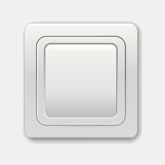 Switches for light. Realistic toggle switches in on and off positions. Electric light switch icon with one button. Socket and switch electrical outlet for electric plugs. Vector illustration 3d