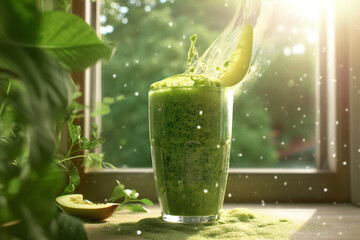 Green herbal health shake, craeted eith generative AI tools.