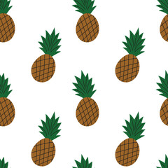 Cool seamless pineapple cartoon pattern with beach and summer for print.