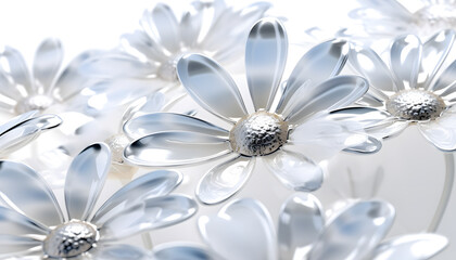 Delicate and pristine, daisy petals in glass texture form a charming background. The transparent surface creates a refreshing and airy atmosphere Generative AI