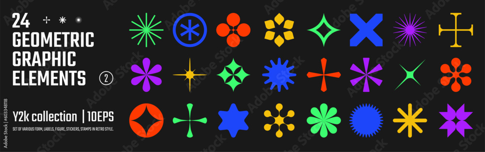 Poster vector abstract geometric graphic elements for design, collection of various form, labels, shapes, s