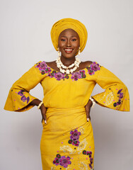 Portrait of gorgeous African woman dressed in  Nigerian traditional dress.
