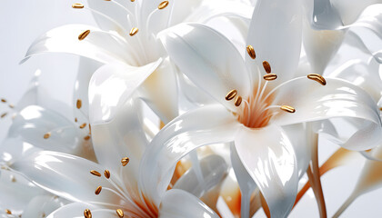 Experience the delicate beauty of lilies with this glass texture background. Perfect for a clean and transparent look Generative AI