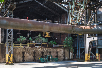 Part of the abandoned coal and steel production plant in Landschaftspark Duisburg-Nord. The...