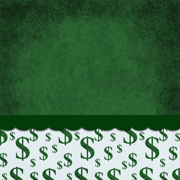 Money background with dollar sign on grunge green with a ribbon